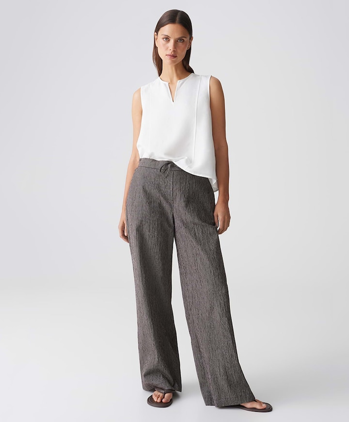 Melane crinkled dames broek bruin