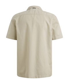 Heren overhemd korte mouw beige