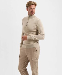 Heren trui met rits beige