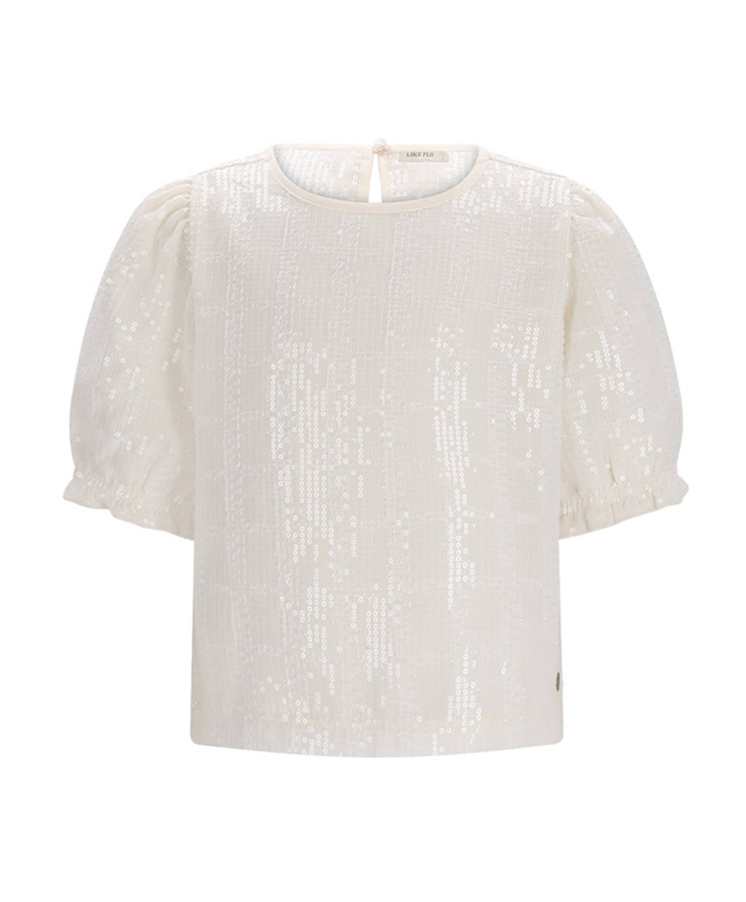 Meisjes blouse korte mouw ecru