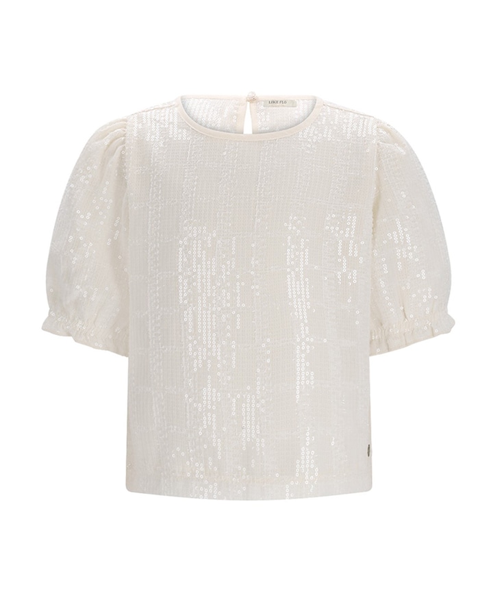 Meisjes blouse korte mouw ecru