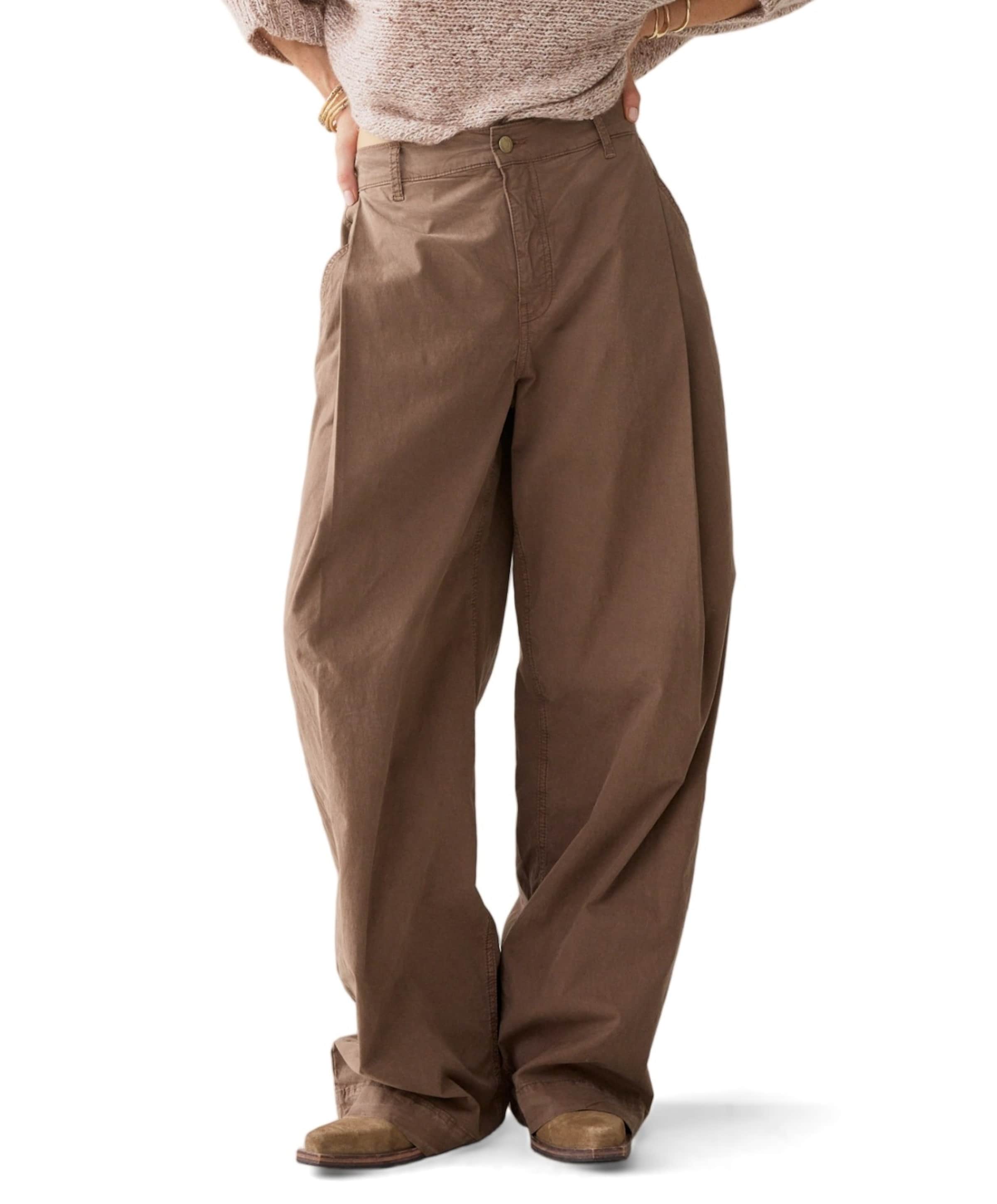 Wideleg Brisk cotton twill dames broek beige