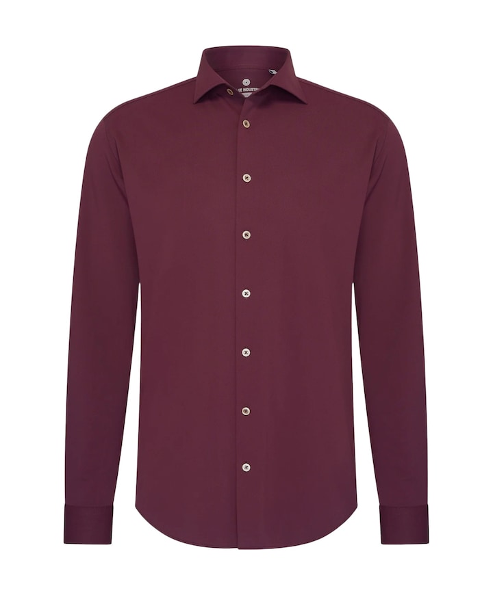 Heren overhemd lange mouw bordeaux