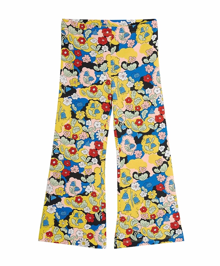 Flowers flared broek multicolor