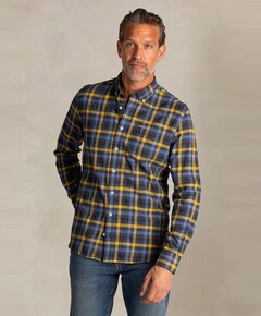 Heren overhemd lange mouw blauw