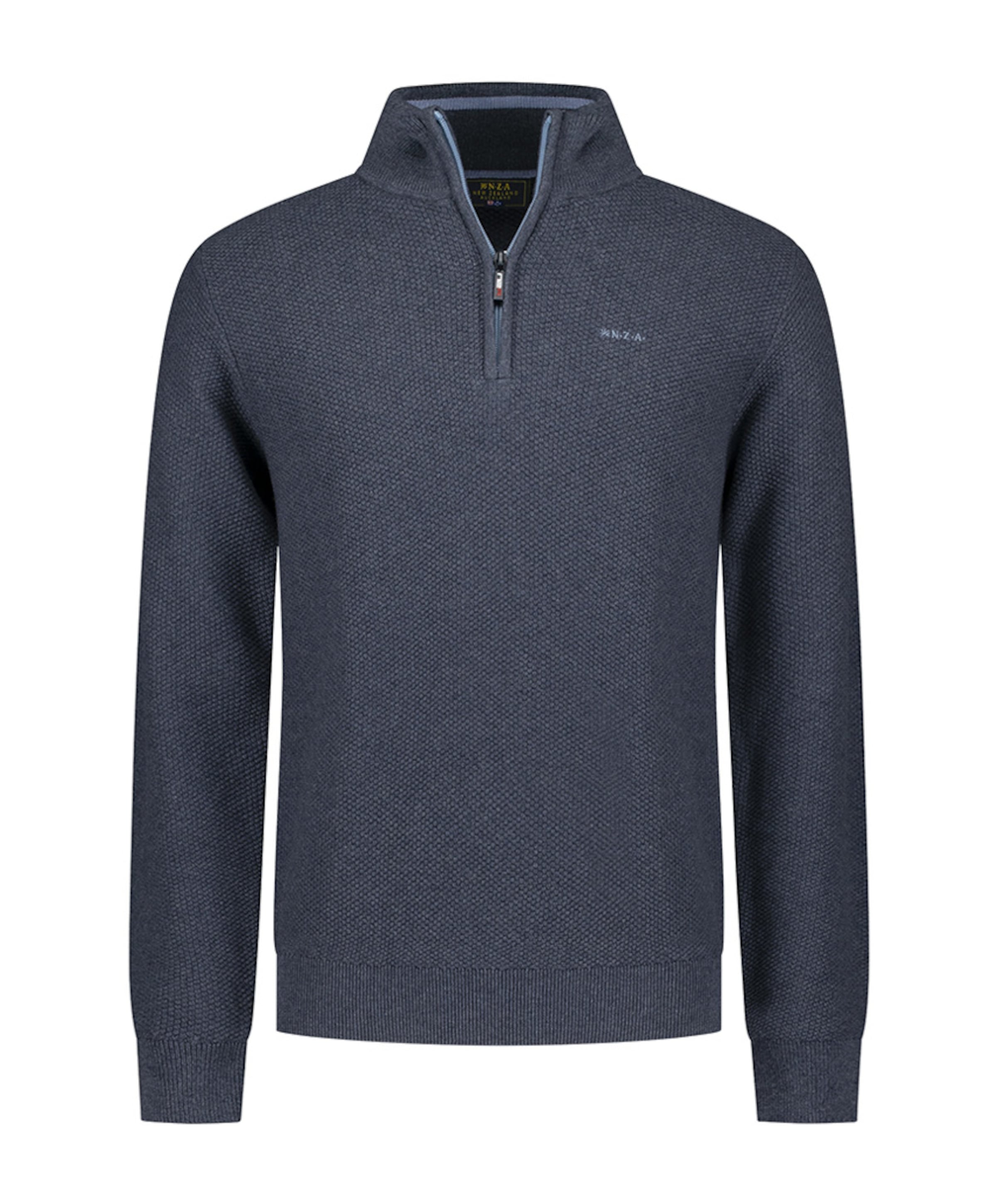 Heren trui met rits blauw