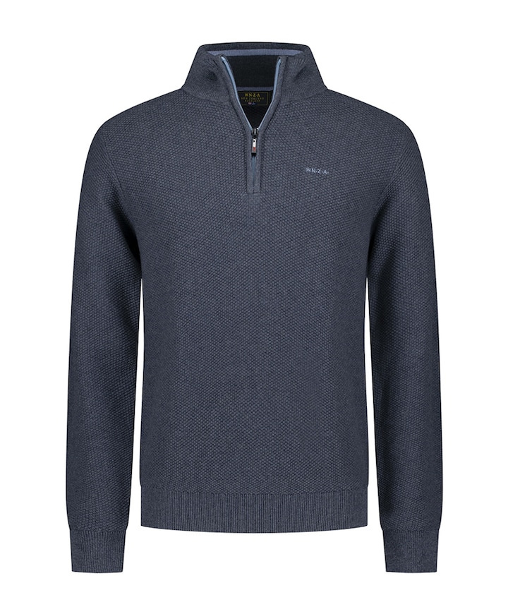 Heren trui met rits blauw