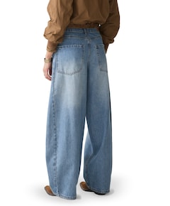 Barrel fit Vintage cotton twill dames jeans blauw
