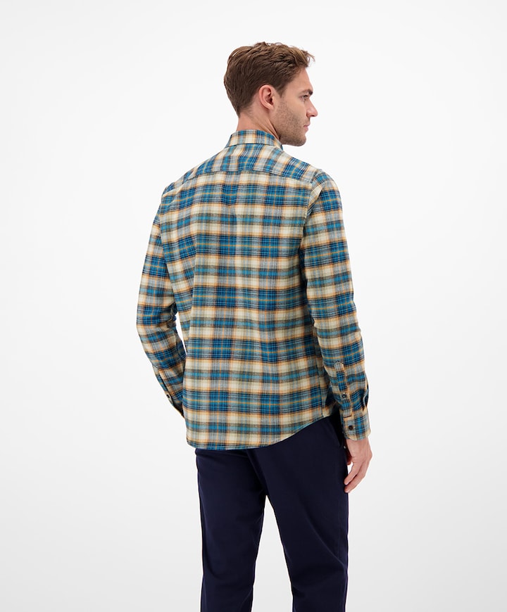 Heren overhemd lange mouw blauw