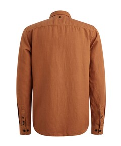 Heren overhemd lange mouw bruin