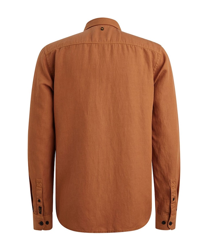 Heren overhemd lange mouw bruin