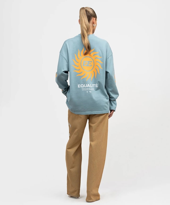 Uniseks longsleeve blauw