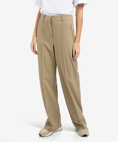 Geweven broek met stiksels dames broek beige