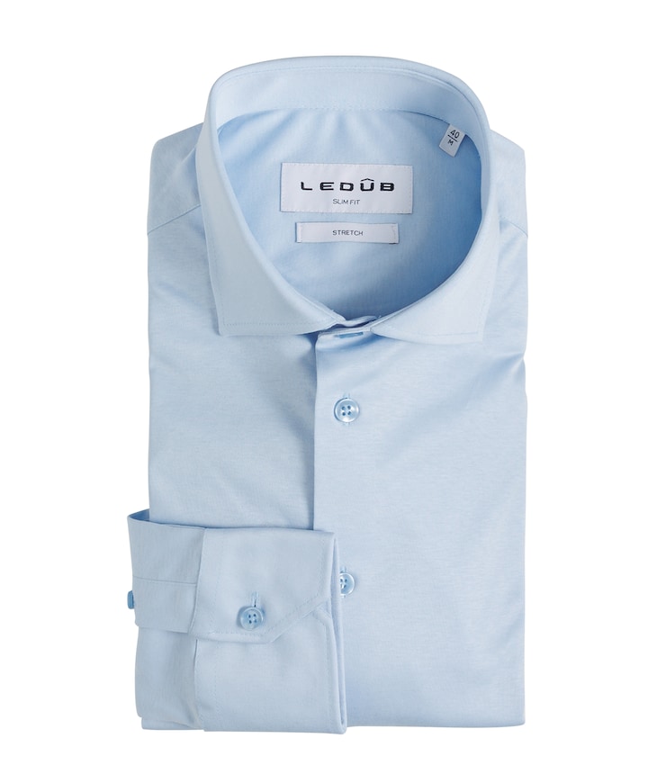 Heren overhemd extra lange mouw blauw