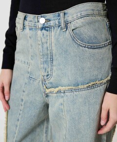 Denim Baggy Patched  dames jeans blauw