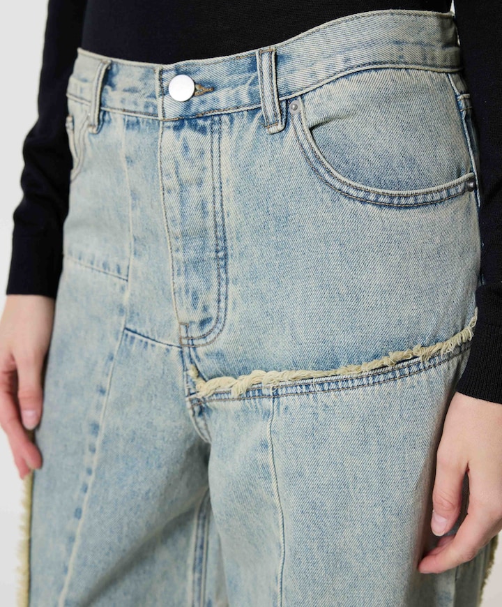Denim Baggy Patched  dames jeans blauw