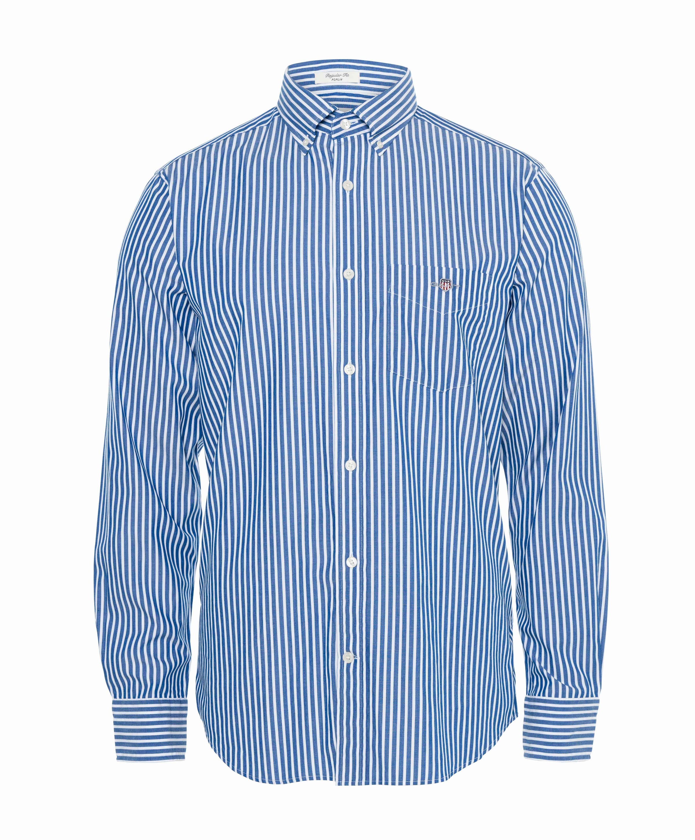 Heren overhemd lange mouw blauw