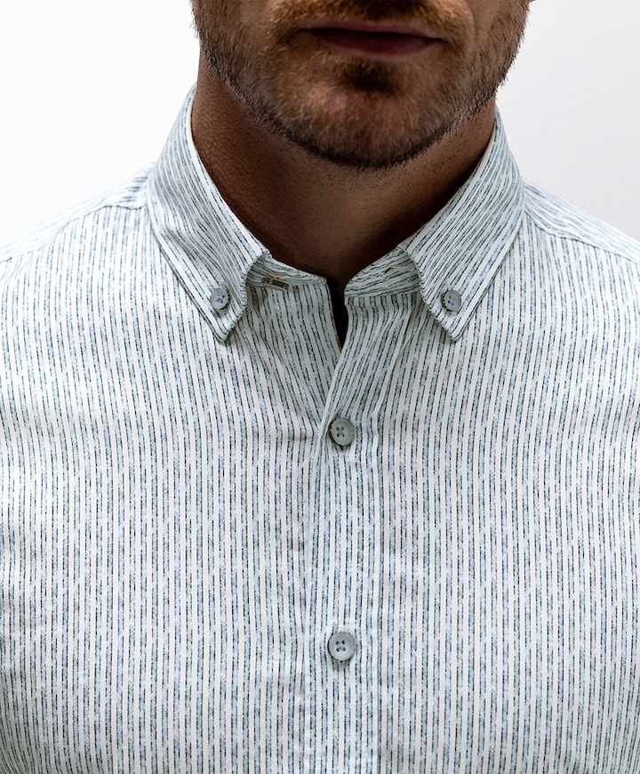 Heren overhemd lange mouw blauw