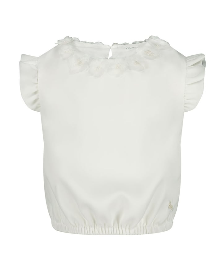 Meisjes blouse korte mouw ecru