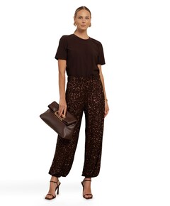 Darielle sequin balloon dames broek bruin