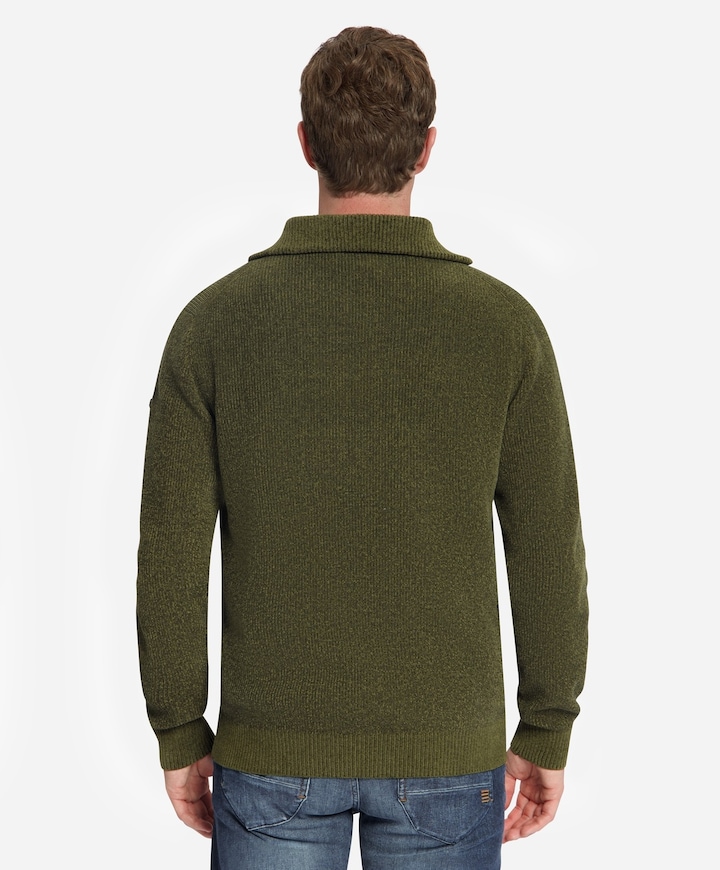 Heren trui met rits groen