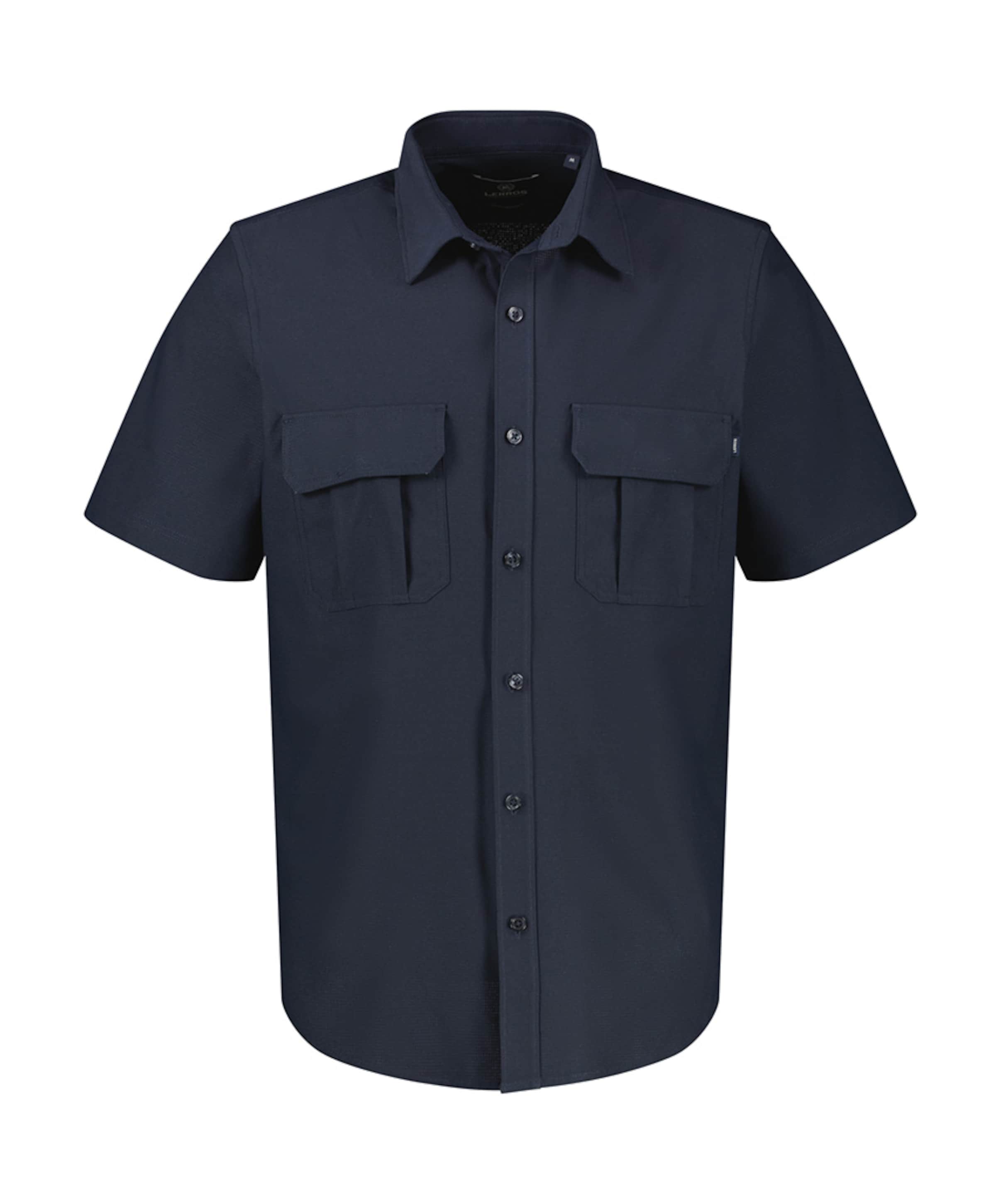 Heren overhemd korte mouw blauw