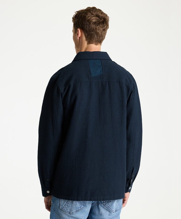 Heren overhemd lange mouw blauw