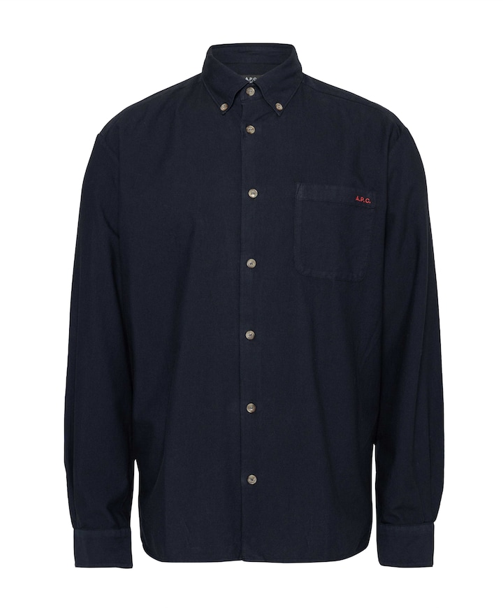 Heren overhemd lange mouw blauw