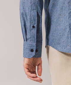 Heren overhemd lange mouw blauw