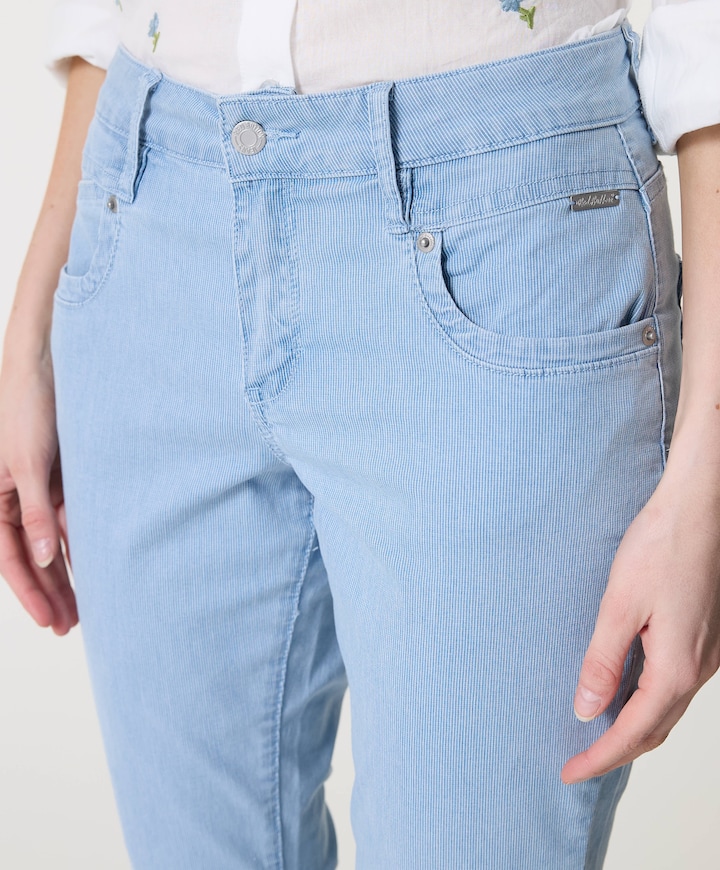 Sissy Fancy Chambray L23 dames capri broek blauw