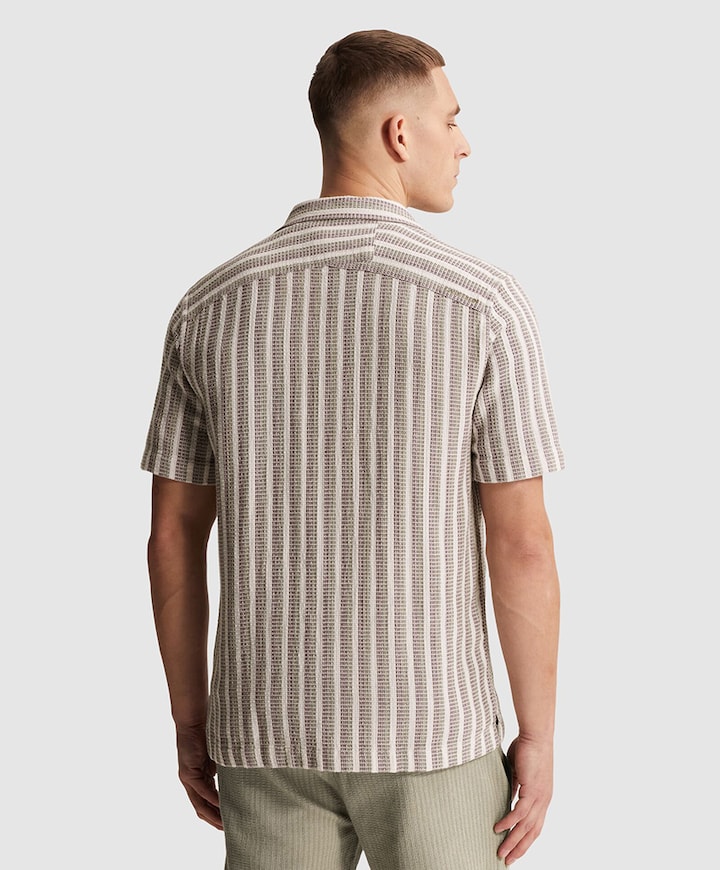 Heren overhemd korte mouw beige