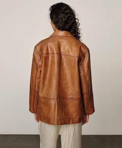 Dames leren jas beige