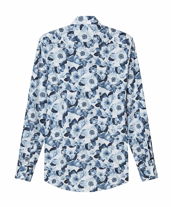 Heren overhemd lange mouw blauw