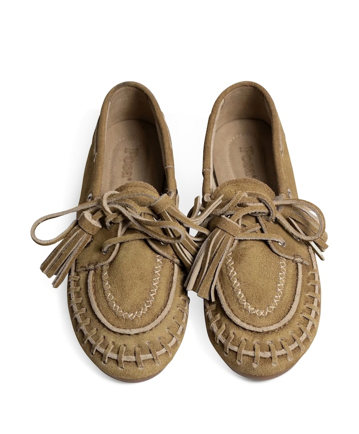 PW44 boat loafer fringe dames loafers beige