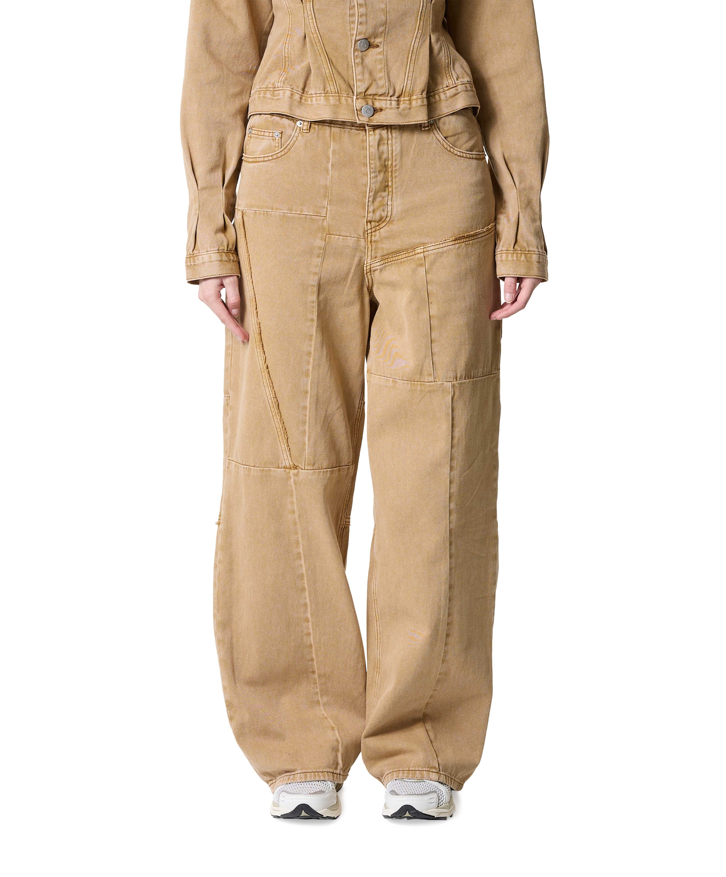 Baggy Patched dames jeans beige
