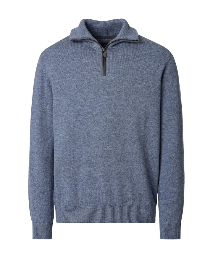 Heren trui met rits blauw