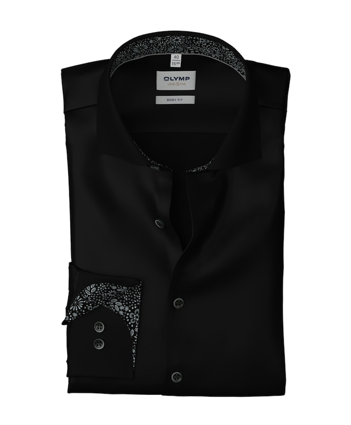 Heren overhemd lange mouw zwart