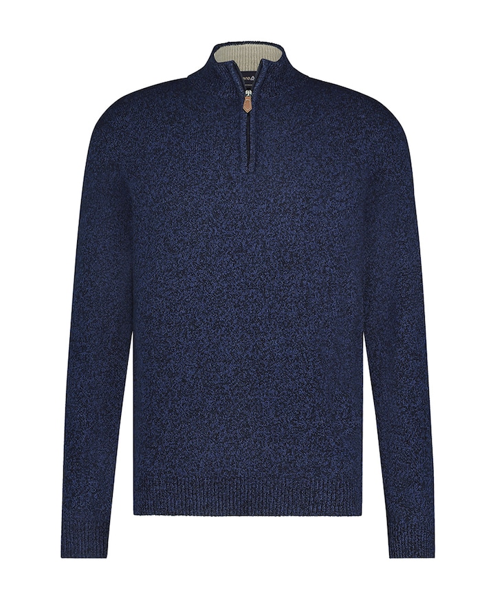 Heren trui met rits blauw