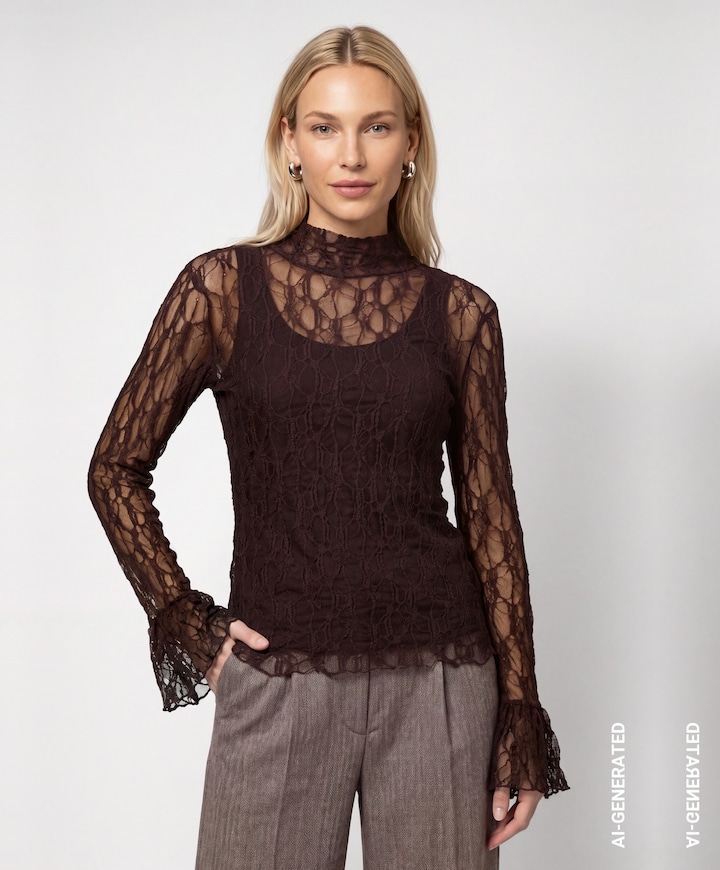 Dames longsleeve bruin