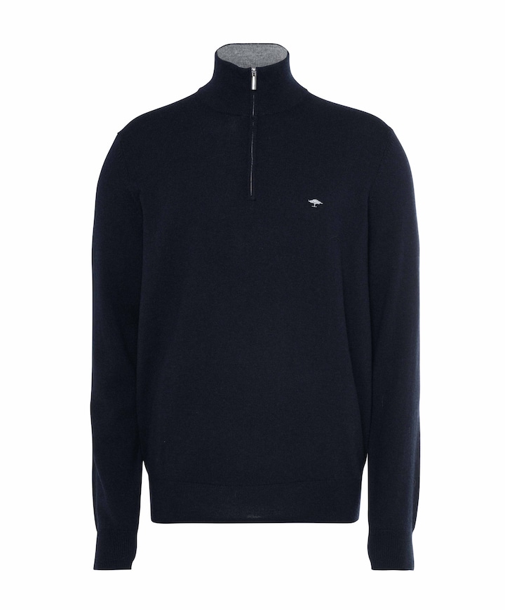 Heren trui met rits blauw