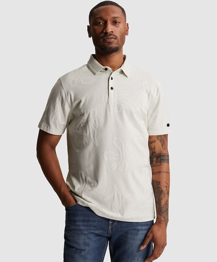 Heren polo ecru