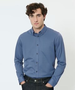 Heren overhemd lange mouw blauw