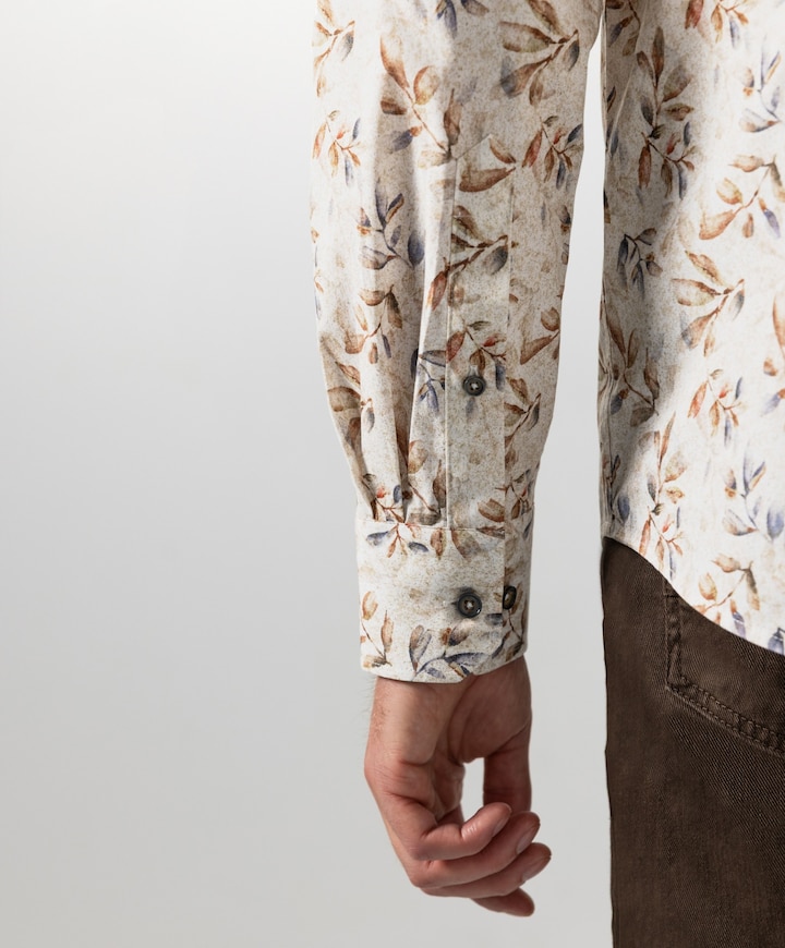 Heren overhemd lange mouw beige