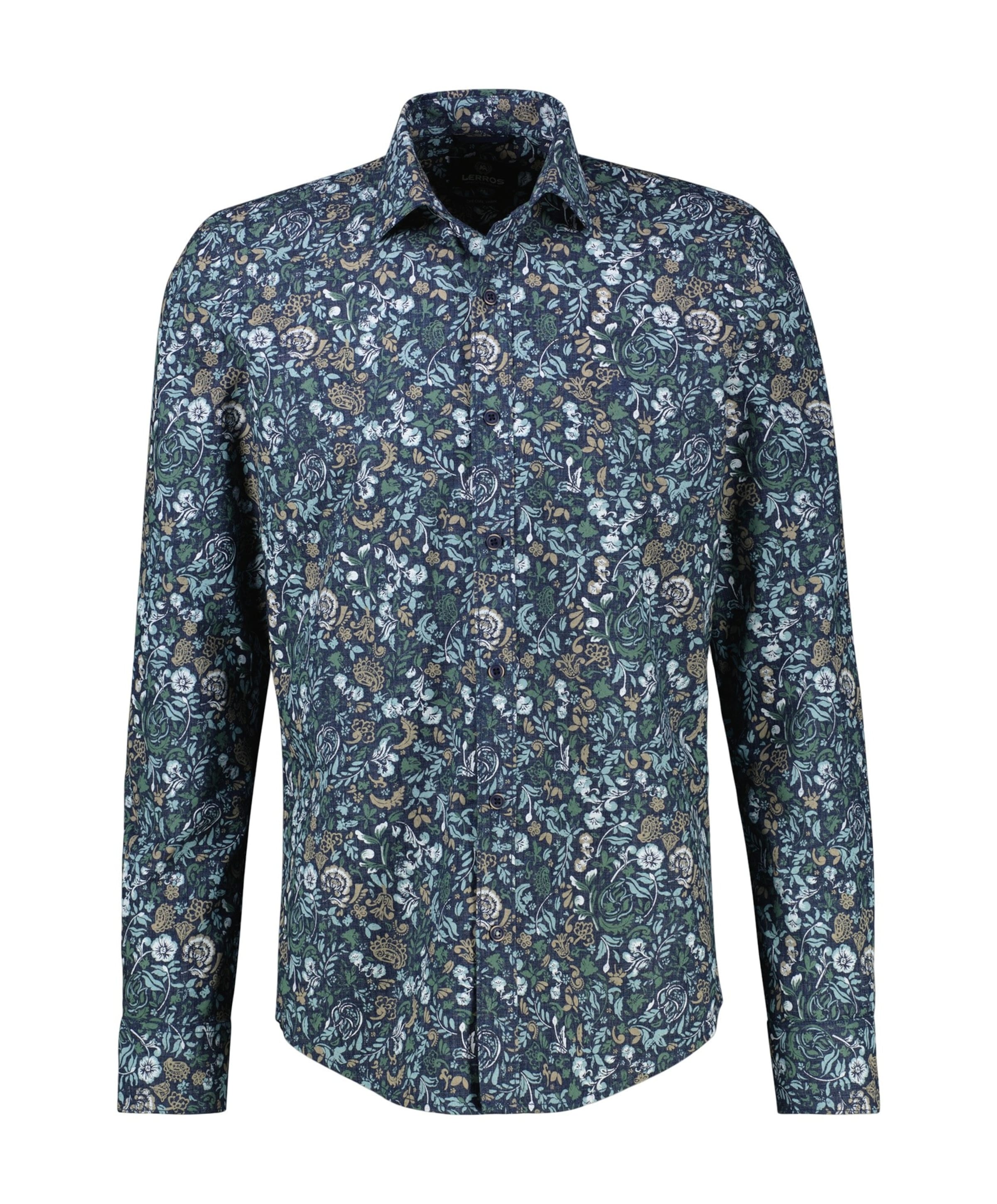 Heren overhemd lange mouw blauw