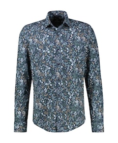 Heren overhemd lange mouw blauw