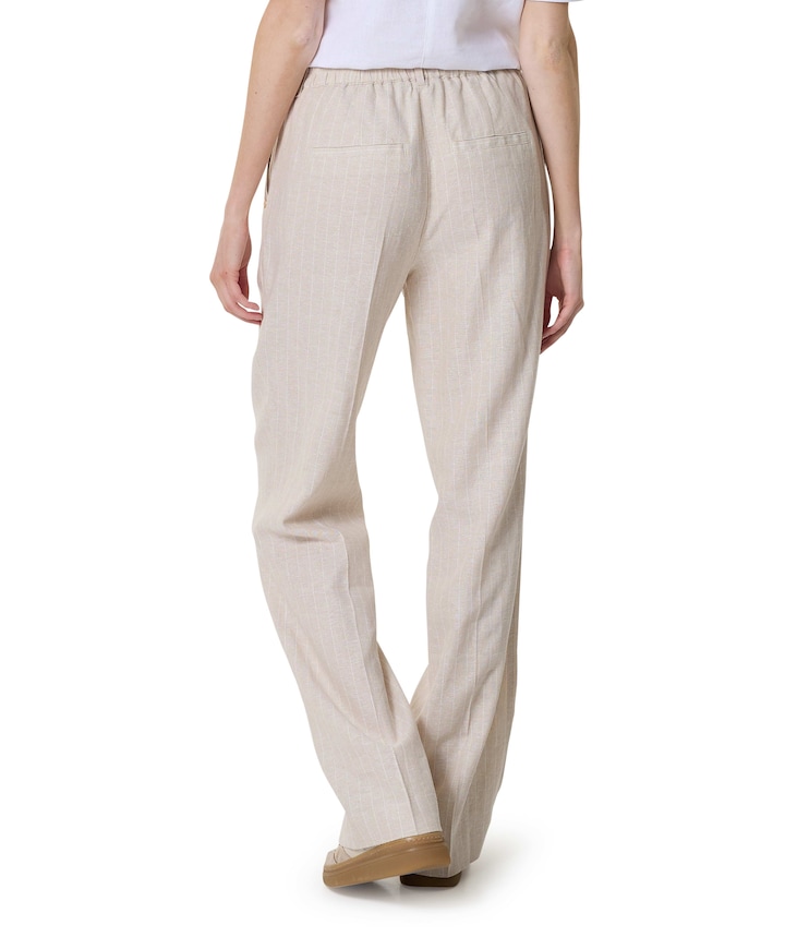 Claudette Linen/Visco Pinstripe L33 dames broek beige