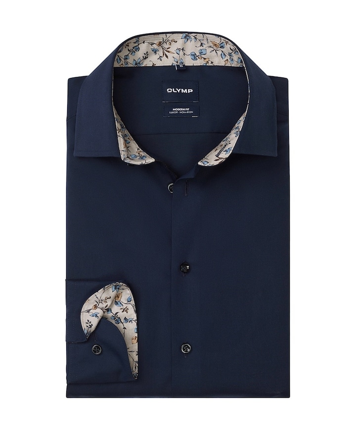 Heren overhemd lange mouw blauw