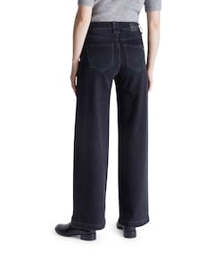 high waist wide leg dames jeans zwart
