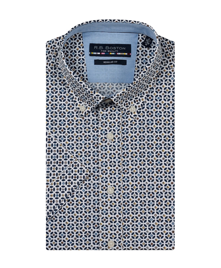 Heren overhemd korte mouw ecru