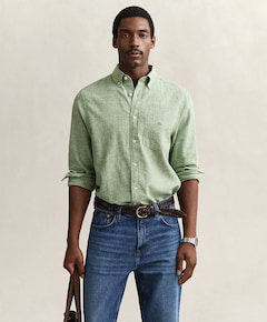 Heren overhemd lange mouw groen